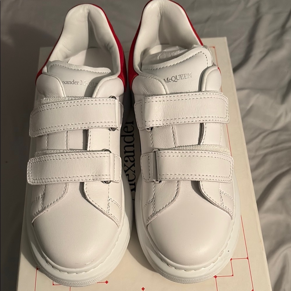 Alexander McQueen White and Red Leather Sneakers